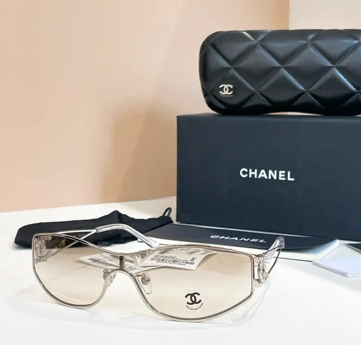 Chanel Metal Frame Swarovski Crystal CC Logo Sunglasses
